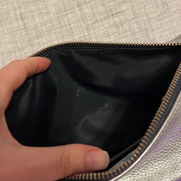 Boden metallic silver leather cosmetics zip pouch - Picture 6 of 12